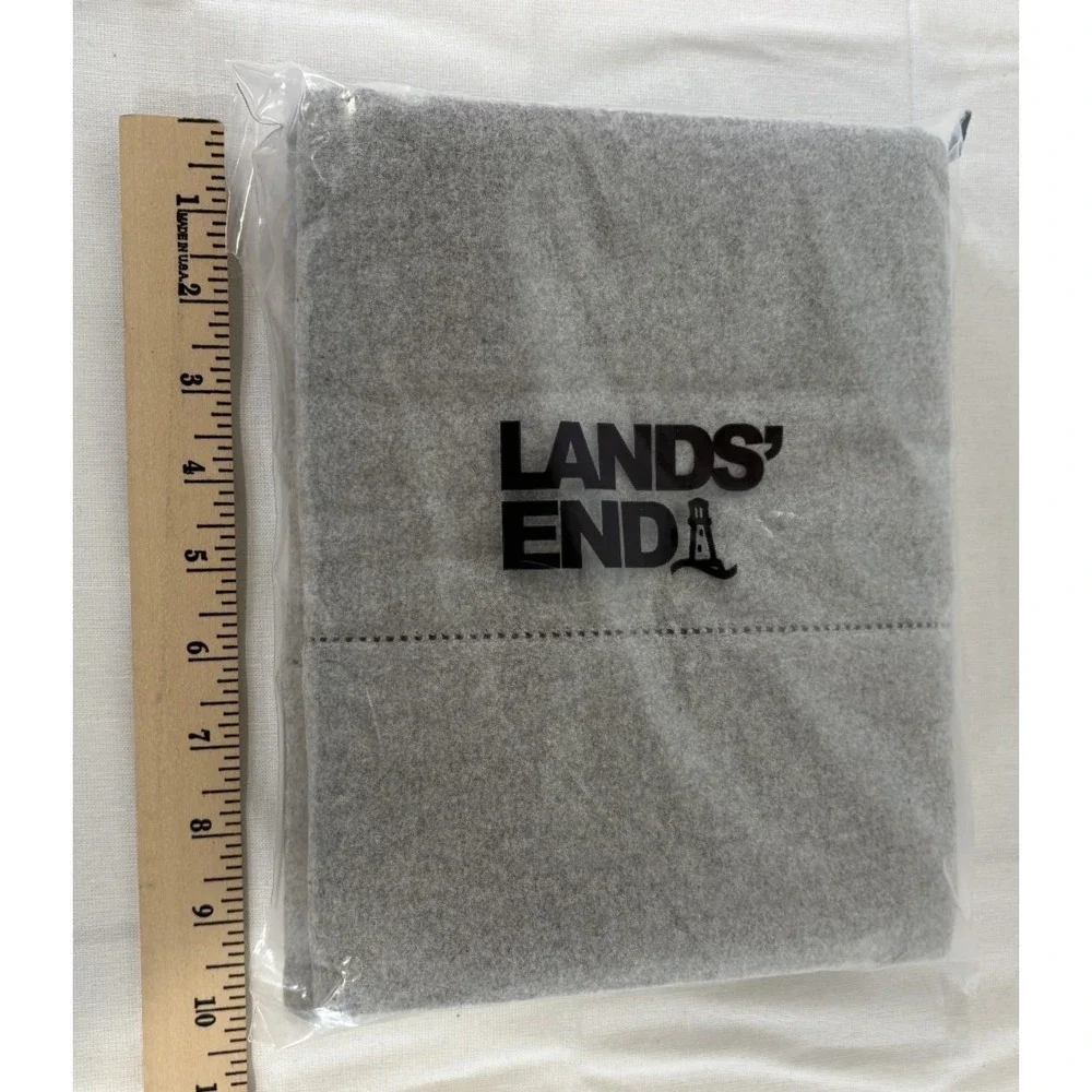 Lands End Flannel Euro Sham 26x26 Pillowcases Heathered Gray - NEW